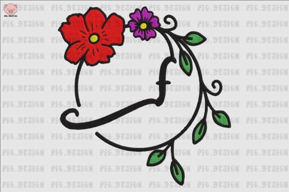 Flower Font F: A Thoughtful Choice for Embroidery Lettering