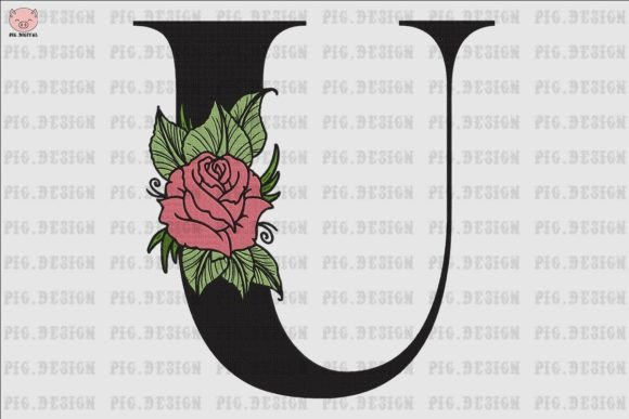 Flower Rose Font U: Elevating Embroidery Design for Modern Creators
